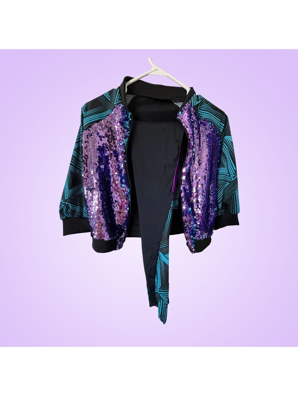 Weissman Purple Turquoise Sequin Jacket Leggings Set | Medium Child